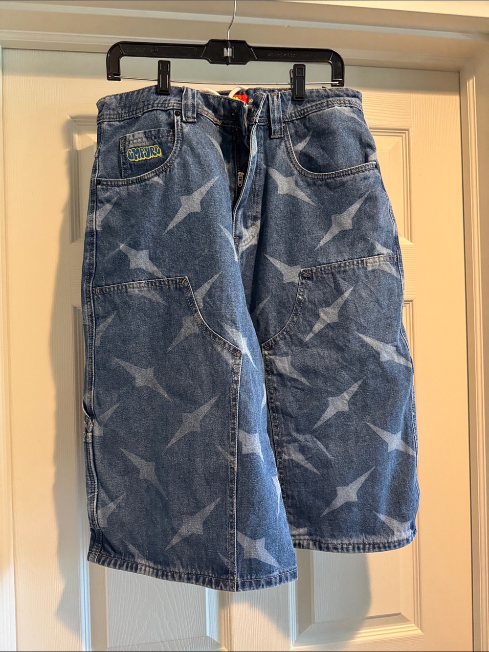 Empyre Blue Star-Pattern Denim Shorts size 30